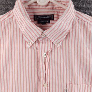 Faconnable Pink Striped France Button-Down Cotton Short Sleeve 4 Shirt Men Adult
